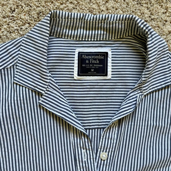 Abercrombie & Fitch Popover Button-Up Striped Shirt size M - Picture 6 of 11